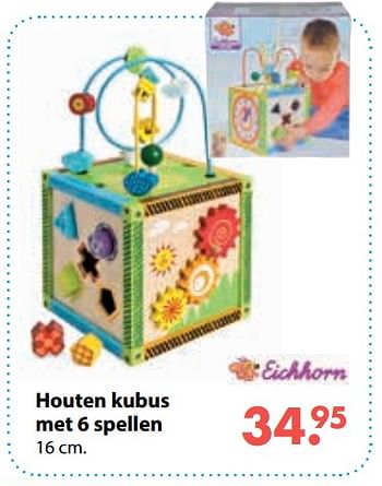 Promoties Houten kubus met 6 spellen - eichhorn - Geldig van 01/11/2018 tot 30/11/2018 bij Europoint