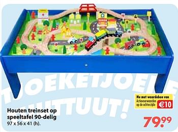 Promoties Houten treinset op speeltafel 90-delig - Huismerk - Europoint - Geldig van 01/11/2018 tot 30/11/2018 bij Europoint