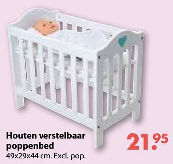 Promoties Houten verstelbaar poppenbed - Huismerk - Europoint - Geldig van 01/11/2018 tot 30/11/2018 bij Europoint