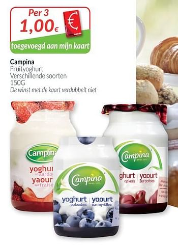 Promoties Campina fruityoghurt - Campina - Geldig van 01/11/2018 tot 30/11/2018 bij Intermarche