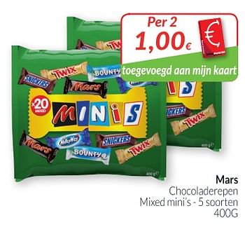 Promotions Mars chocoladerepen mixed mini`s - Mars - Valide de 01/11/2018 à 30/11/2018 chez Intermarche