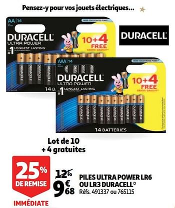 Promotions Piles ultra power lr6 ou lr3 duracell - Duracell - Valide de 19/10/2018 à 16/12/2018 chez Auchan Ronq