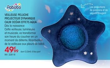 Promotions Veilleuse peluche projecteur dynamique calm océan effets aqua - Pabobo - Valide de 01/10/2018 à 31/12/2018 chez Oxybul