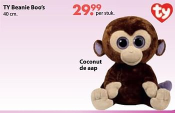 Promoties Ty beanie boo`s coconut de aap - TY Beanie Boo - Geldig van 01/11/2018 tot 30/11/2018 bij Europoint