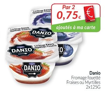 Promotions Danio fromage fouetté fraises ou myrtilles - Danio - Valide de 01/11/2018 à 30/11/2018 chez Intermarche