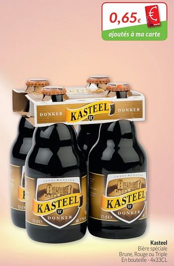 Promotions Kasteel bière speciale brune, rwge ou triple - Kasteelbier - Valide de 01/11/2018 à 30/11/2018 chez Intermarche