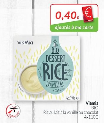 Promoties Viamia bio riz au laità la vanill ou chocolat - Huismerk - Intermarche - Geldig van 01/11/2018 tot 30/11/2018 bij Intermarche
