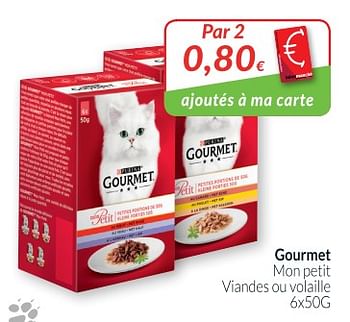 Promotions Gourmet mon petit viandes ou volaille - Purina - Valide de 01/11/2018 à 30/11/2018 chez Intermarche
