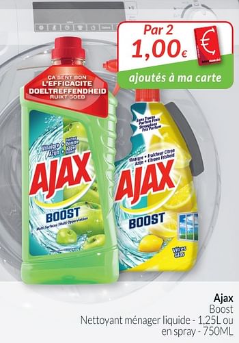 Promotions Ajax boost nettoyant ménager liquide ou en spray - Ajax - Valide de 01/11/2018 à 30/11/2018 chez Intermarche