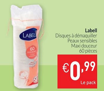 Promotions Labell disques à démaqu iller peaux sensibles maxi douceur - Labell - Valide de 01/11/2018 à 30/11/2018 chez Intermarche