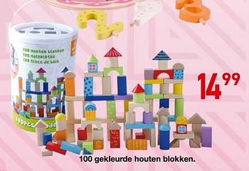 Promoties 100 gekleurde houten blokken - Huismerk - Deproost - Geldig van 25/10/2018 tot 06/12/2018 bij Deproost