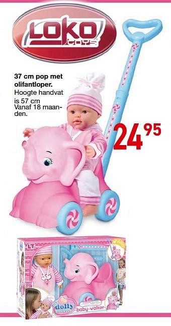Promoties Pop met olifantloper - Loko toys - Geldig van 25/10/2018 tot 06/12/2018 bij De Rakker