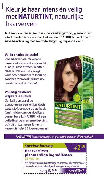 Promoties Haarverf met plantaardige ingrediënten - Naturtint - Geldig van 02/11/2018 tot 02/12/2018 bij Mannavita