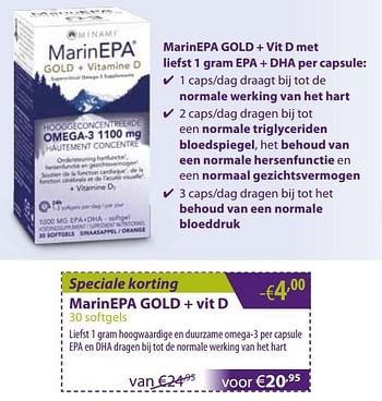 Promoties Marinepa gold + vit d - MarinEpa - Geldig van 02/11/2018 tot 02/12/2018 bij Mannavita
