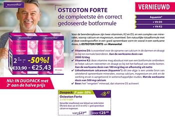 Promoties Osteoton forte - Mannavital - Geldig van 02/11/2018 tot 02/12/2018 bij Mannavita