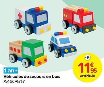 Promotions Véhicules de secours en bois - Produit maison - Carrefour  - Valide de 24/10/2018 à 06/12/2018 chez Carrefour