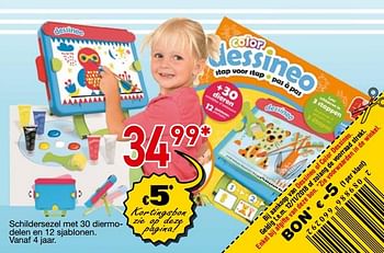 Promoties Schildersezel met 30 diermodelen en 12 sjablonen - Jumbo - Geldig van 25/10/2018 tot 06/12/2018 bij Toys & Toys