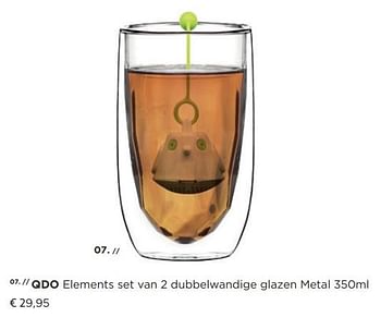 Promoties Qdo elements set van 2 dubbelwandige glazen metal - QDO - Geldig van 27/10/2018 tot 30/11/2018 bij ShopWillems