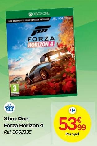 Promotions Xbox one forza horizon 4 - Microsoft Game Studios - Valide de 24/10/2018 à 06/12/2018 chez Carrefour