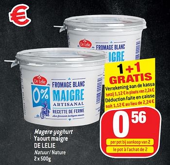 Promotions Magere yoghurt yaourt maigre - De Lelie - Valide de 31/10/2018 à 12/11/2018 chez Match