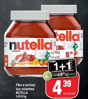 Promotions Pâte a tartiner aux noisettes nutella - Nutella - Valide de 31/10/2018 à 12/11/2018 chez Smatch