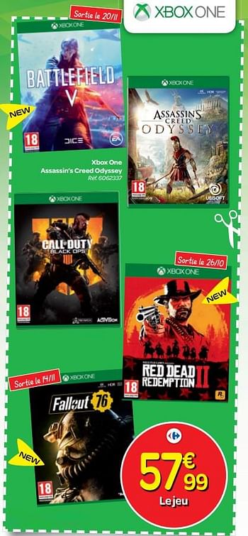 Promotions Xbox one assassin`s creed odyssey - Ubisoft - Valide de 24/10/2018 à 06/12/2018 chez Carrefour