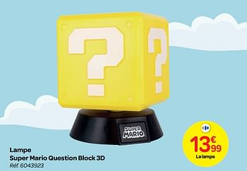 Promotions Lampe super mario question block 3d - Produit maison - Carrefour  - Valide de 24/10/2018 à 06/12/2018 chez Carrefour