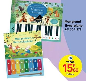Promotions Mon grand livre-piano - Produit maison - Carrefour  - Valide de 24/10/2018 à 06/12/2018 chez Carrefour