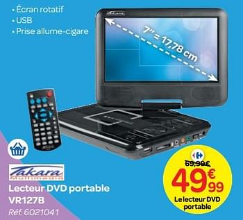 Promotions Takara lecteur dvd portable vr127b - Takara - Valide de 24/10/2018 à 06/12/2018 chez Carrefour