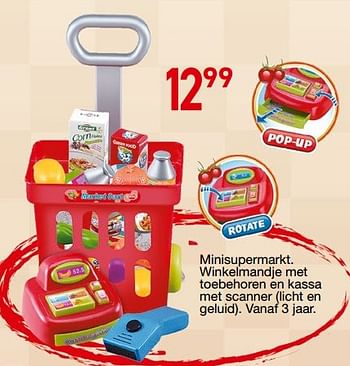 Promoties Minisupermarkt. winkelmandje met toebehoren en kassa met scanner - Play-Go - Geldig van 25/10/2018 tot 06/12/2018 bij Multi-Land