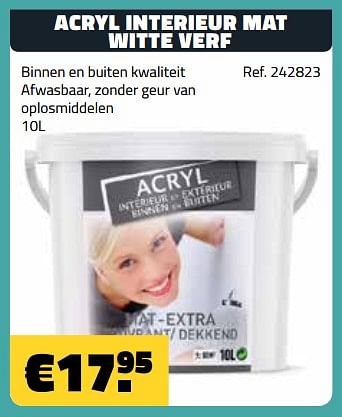 Promoties Acryl interieur mat witte verf - Huismerk - Bouwcenter Frans Vlaeminck - Geldig van 01/11/2018 tot 30/11/2018 bij Bouwcenter Frans Vlaeminck