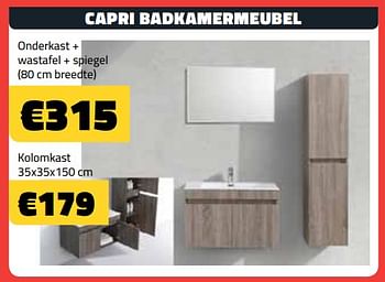 Promoties Capri badkamermeubel onderkast + wastafel + spiegel - Huismerk - Bouwcenter Frans Vlaeminck - Geldig van 01/11/2018 tot 30/11/2018 bij Bouwcenter Frans Vlaeminck