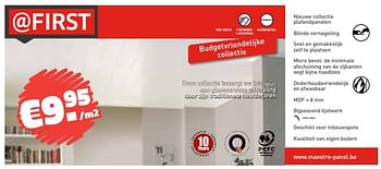 Promoties First Nieuwe collectie plafondpanelen - First - Geldig van 01/11/2018 tot 30/11/2018 bij Bouwcenter Frans Vlaeminck