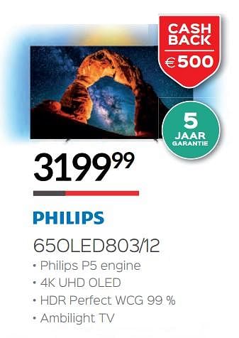 Promoties Philips 65oled803-12 - Philips - Geldig van 05/11/2018 tot 18/11/2018 bij Selexion