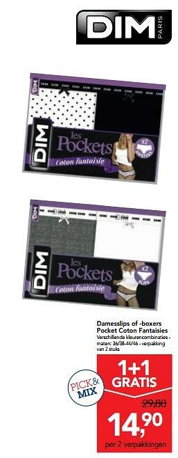 Promoties Damesslips of -boxers pocket coton fantaisies - Dim - Geldig van 07/11/2018 tot 20/11/2018 bij Makro