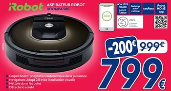 Promotions Irobot aspirateur robot roomba 980 - iRobot - Valide de 05/11/2018 à 11/11/2018 chez Krefel