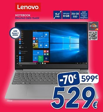 Promotions Lenovo notebook ideapad 330s-15arr - Lenovo - Valide de 05/11/2018 à 11/11/2018 chez Krefel