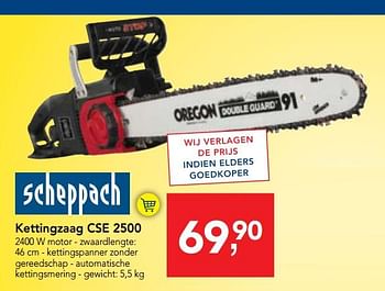 Promoties Scheppach kettingzaag cse 2500 - Scheppach - Geldig van 07/11/2018 tot 20/11/2018 bij Makro