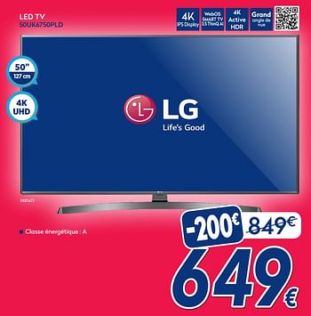 Promotions Lg led tv 50uk6750pld - LG - Valide de 05/11/2018 à 11/11/2018 chez Krefel