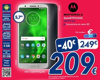 Promotions Motorola smartphone moto g6 - Motorola - Valide de 05/11/2018 à 11/11/2018 chez Krefel