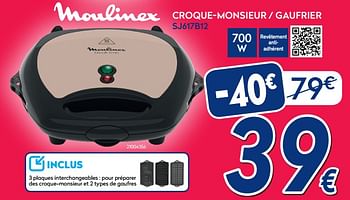 Promotions Moulinex croque-monsieur - gaufrier sj617b12 - Moulinex - Valide de 05/11/2018 à 11/11/2018 chez Krefel
