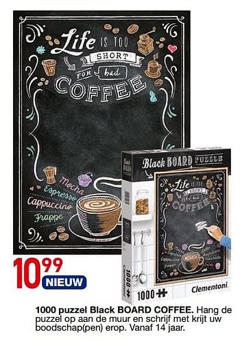 Promoties 1000 puzzel black board coffee - Clementoni - Geldig van 25/10/2018 tot 06/12/2018 bij Multi-Land