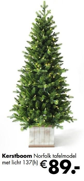 Promoties Kerstboom norfolk tafelmodel met licht - Huismerk - Multi Bazar - Geldig van 05/11/2018 tot 25/12/2018 bij Multi Bazar