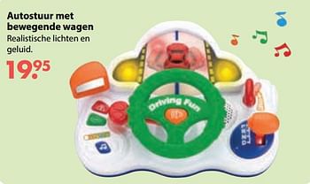 Promoties Autostuur met bewegende wagen - Huismerk - De Kinderplaneet - Geldig van 01/11/2018 tot 30/11/2018 bij De Kinderplaneet