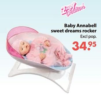 Promoties Baby annabell sweet dreams rocker - Zapf creation - Geldig van 01/11/2018 tot 30/11/2018 bij De Kinderplaneet