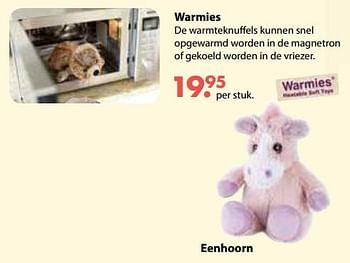 Promoties Warmies eenhoorn - Warmies - Geldig van 01/11/2018 tot 30/11/2018 bij De Kinderplaneet