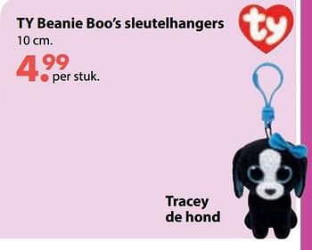 Promoties Ty beanie boo`s sleutelhangers tracey de hond - TY Beanie Boo - Geldig van 01/11/2018 tot 30/11/2018 bij De Kinderplaneet