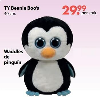 Promoties Ty beanie boo`s waddles de pinguïn - TY Beanie Boo - Geldig van 01/11/2018 tot 30/11/2018 bij De Kinderplaneet