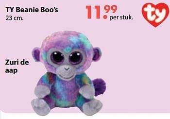 Promoties Ty beanie boo`s zuri de aap - TY Beanie Boo - Geldig van 01/11/2018 tot 30/11/2018 bij De Kinderplaneet