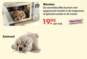 Promoties Warmies zeehond - Warmies - Geldig van 01/11/2018 tot 30/11/2018 bij Desomer-Plancke